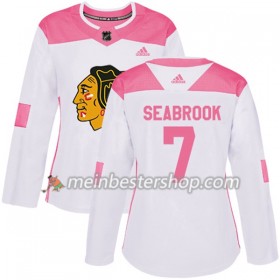 Chicago Blackhawks Brent Seabrook 7 Adidas 2017-2018 Weiß Pink Fashion Trikot Authentic - Dame